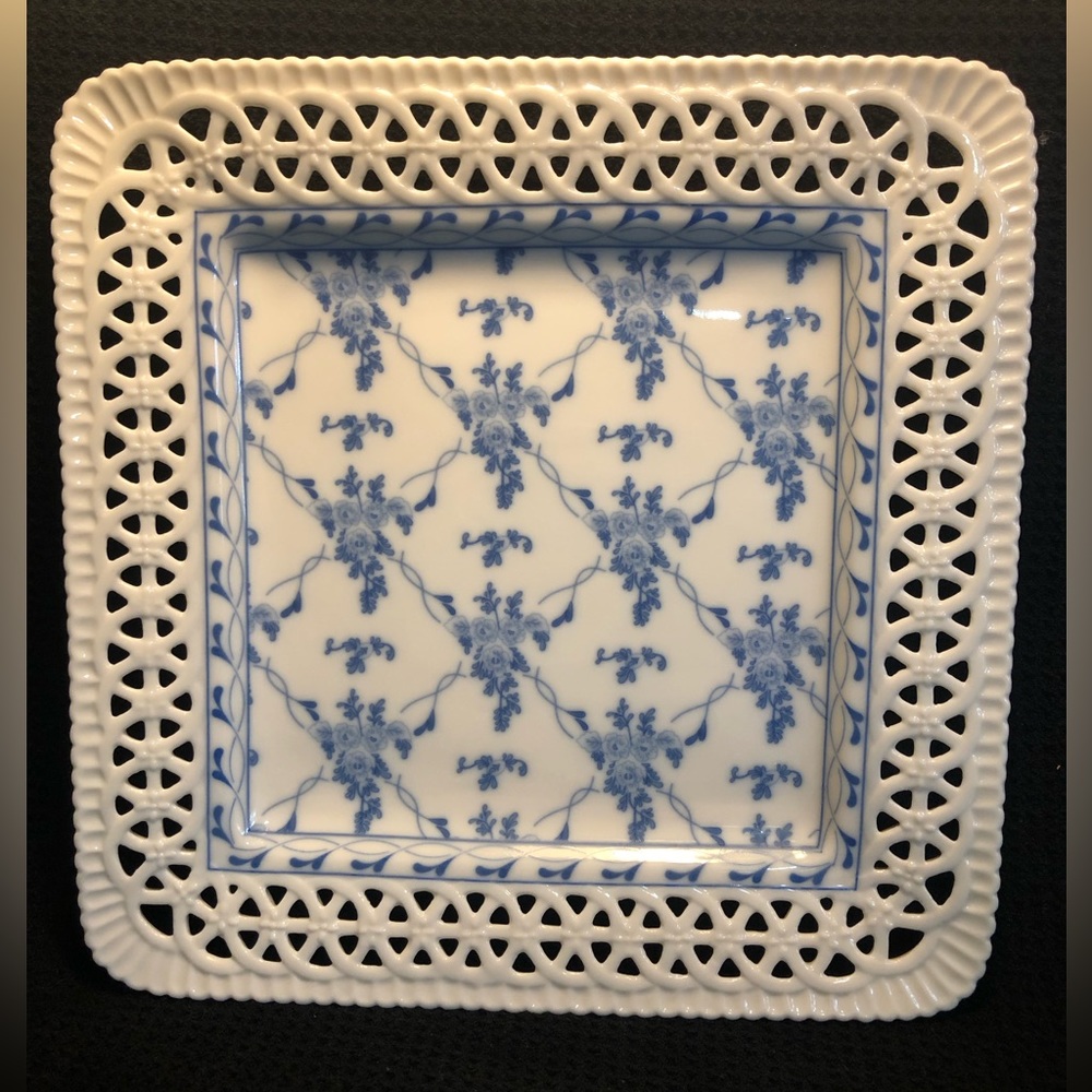 Rose Brocade Square Platter by Skye McGhie